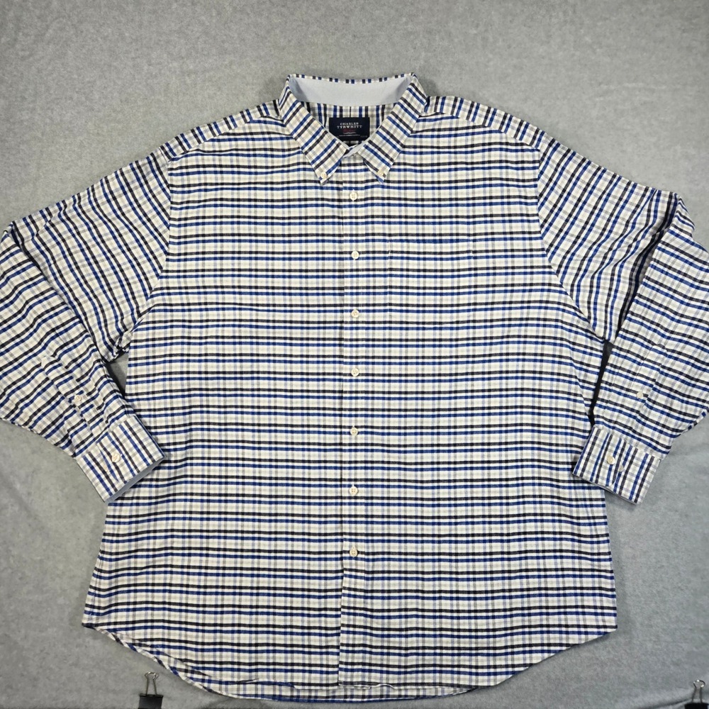 Charles Tyrwhitt Weekend Mens XXXL Classic Fit Blue Check Cotton Button Down